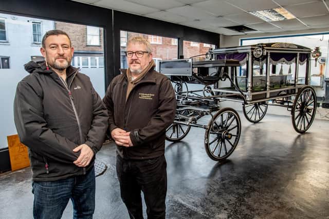 Mark Armstrong with Paul Robinson, Head bearer at Armstrong & Sons.