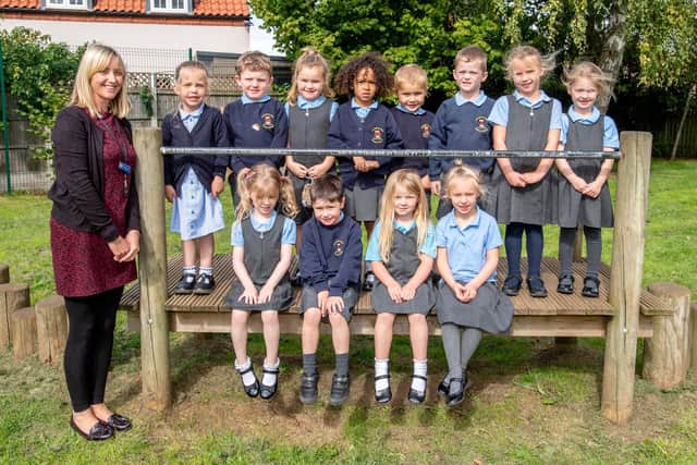 Donington on Bain primary school with teacher Mrs Thompson.