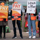 File photo dated 14/04/23 of striking NHS junior doctors on the picket line. Concern about the NHS has soared against the background of the biggest doctors' strike in history, according to new research.