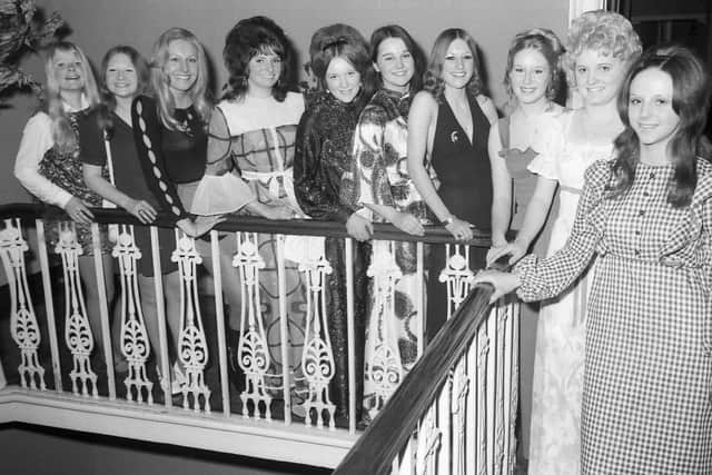 Ten finalists line up for the parade in the Boston Carnival Queen Contest1972. Pictured fromleft, are Vicky Sweeting, Annette Barton, Beryl Briggs, Christine Ayton, Susan Taylor, Sandra Collins, Susan Brocklesby, Annette Wilson, Janice Caesar and Robina Burton. The winner was 19-year-old dental nurse Susan Taylor, of London Road, Boston, who was chosen by a panel of judges at the Carnival Queen dance held in the Assembly Rooms. Runner-up was Janice Caesar, 22, of Kirton.