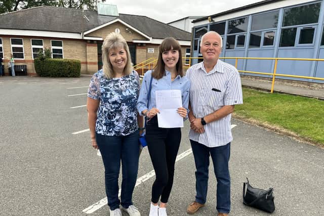 QEGS student Zara Gotts, with proud parents Joanne and Alan.