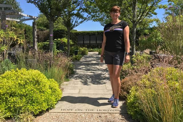 Clare Brumby in the Hope on the Horizon Garden at the Help for Heroes Recovery Centre in Colchester