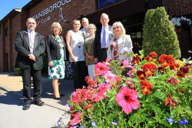 Gainsborough in Bloom judges at Gainsborough Golf Club. Pictured are Peter Benham and Irene Bates with Chairman of West Lindsey Pat Mewis, Mayor Richard Craig, Vaughan Huges, Anna Grieve, and Gill Vollentine.