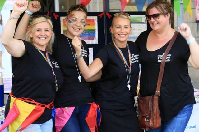 Worksop Pride 2018. Pictured are Karen Porter, Anya Harrison, Helen Flower, and Kelly O'Brien.