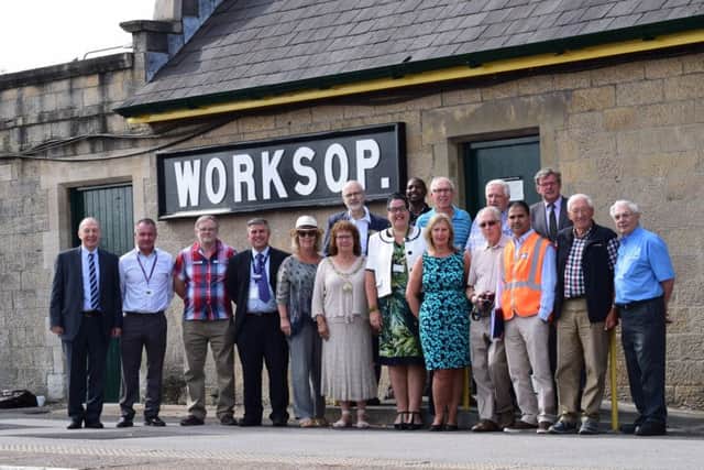 Coun Madelaine Richardson, Charter Mayor, welcomes those involved in Worksop Station refurbishment