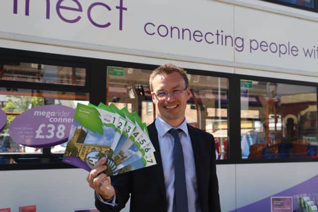 Matt Cranwell, managing director of Stagecoach East Midlands, with some of the new walking guides