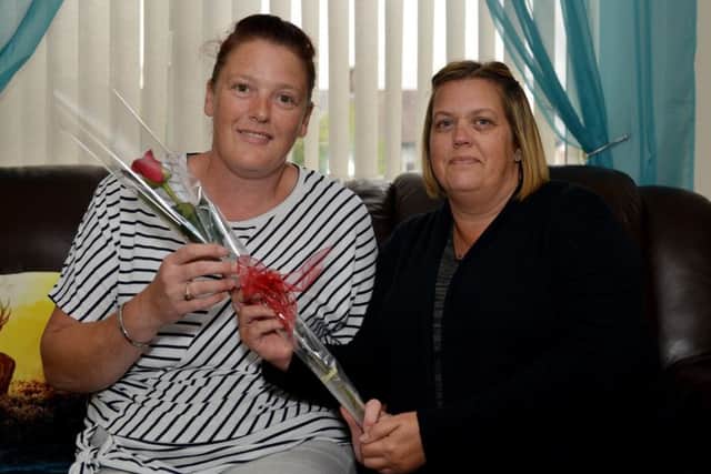Guardian Rose presentation to Jo Cullen, Jo is surprised with her rose from Clare Blaydes