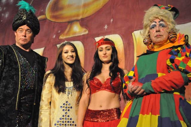 The stars of the panto, Aladdin, from left, former EastEnders star Ricky Groves, Lucy Rollason, Josephine Sherlock and Steven Hall.