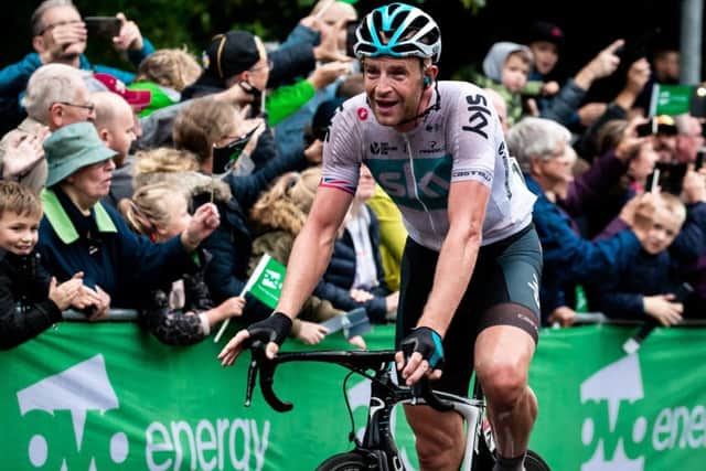 Picture by Alex Whitehead/SWpix.com - 08/09/2018 - Cycling - OVO Energy Tour of Britain - Stage 7: West Bridgford to Mansfield - Ian Stannard of Team Sky celebrates the stage win.