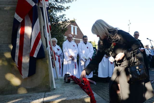 Wreath-laying at a former Remembrance Day service in Gainsborough.