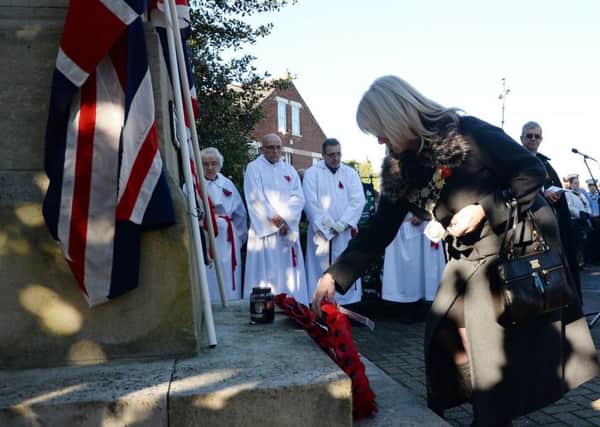 Wreath-laying at a former Remembrance Day service in Gainsborough.