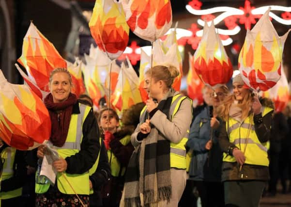 The colourful scene created by last year's inaugural Illuminate lantern parade in Gainsborough town centre.