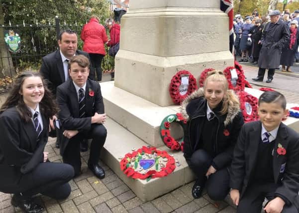 Four Gainsborough Academy students took part in Gainsboroughs Remembrance Sunday service and laid a wreath at the war memorial