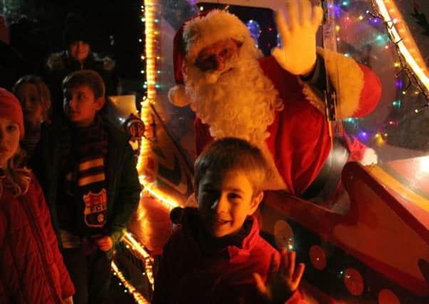 Santa arrives at last year's Christmas lights switch-on in Misterton.