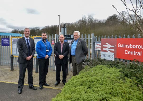 New train service at Gainsborough Central to start in December, pictured are Commercial Director for Stagecoach East Midlands, Dave Skepper, West Lindsey District Council Grant White, vice chair of North Notts & Lincs Community Rail Partnership Rick Brand and chair Barry Coward
