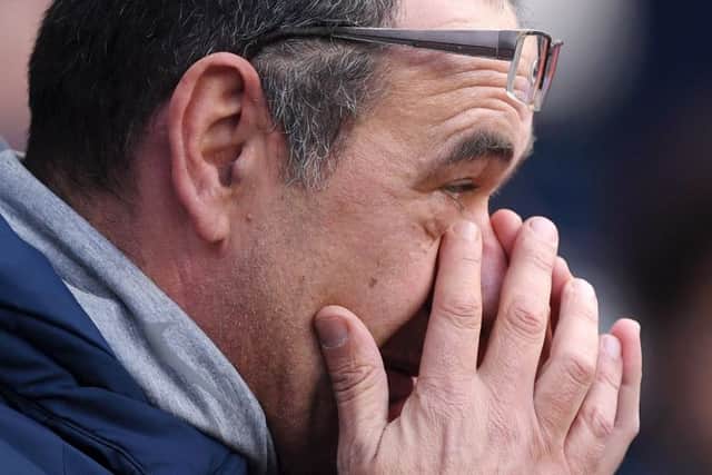 MANCHESTER, ENGLAND - FEBRUARY 10: Maurizio Sarri, Manager of Chelsea looks on prior to the Premier League match between Manchester City and Chelsea FC at Etihad Stadium on February 10, 2019 in Manchester, United Kingdom. (Photo by Laurence Griffiths/Getty Images)