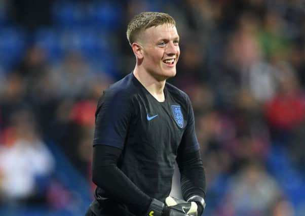 Jordan Pickford before England's match in Montenegro. (Photo by Michael Regan/Getty Images)