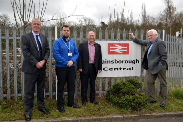 Happy members of the NNLCRP at Gainsborough Central, from left, Dave Skepper (Stagecoach), Grant White (West Lindsey Council). Rick Brand and Barry Coward (both NNLCRP). Photo: Rachel Atkins.