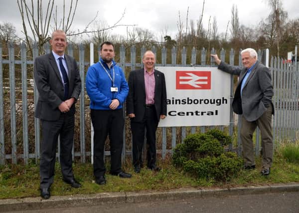 Happy members of the NNLCRP at Gainsborough Central, from left,  Dave Skepper (Stagecoach), Grant White (West Lindsey Council). Rick Brand and Barry Coward (both NNLCRP). Photo: Rachel Atkins.