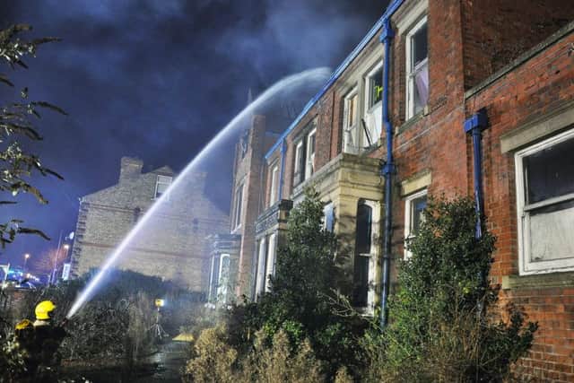 Firefighters at the Lincolnshire Fire and Rescue Service tackle an arson attack in Gainsborough.