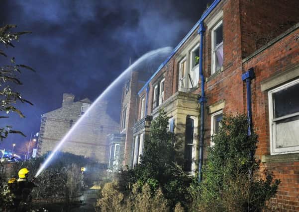Firefighters at the Lincolnshire Fire and Rescue Service tackle an arson attack in Gainsborough.