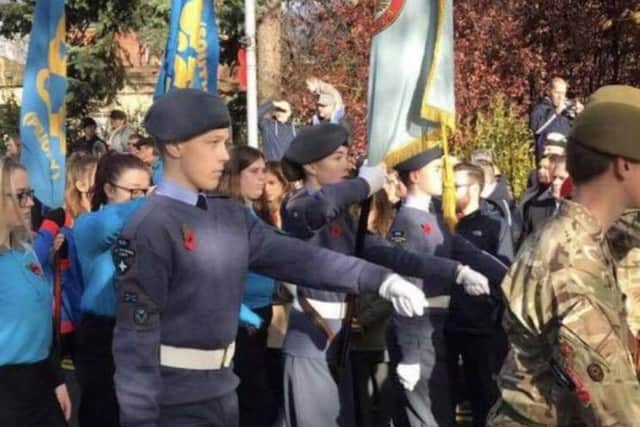 Bobbi-Jay marching in the Remembrance Day Parade
