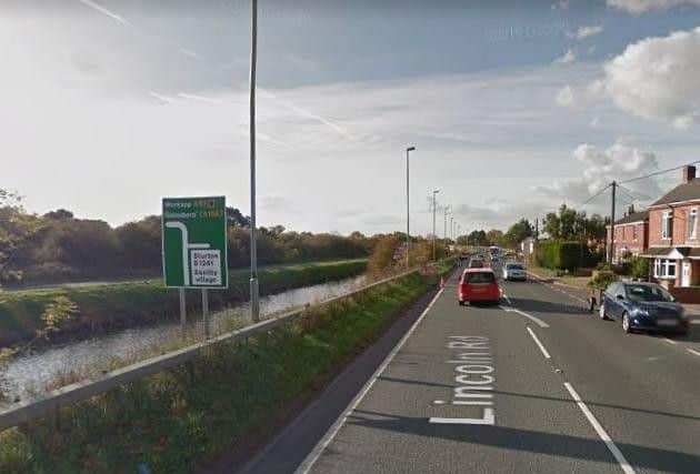 The A57 Lincoln Road in Saxilby.
