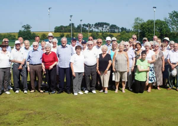 Players, past and present, gather to celebrate Scotter Bowls Club's 50th anniversary. (PHOTO BY: Ray Robinson)