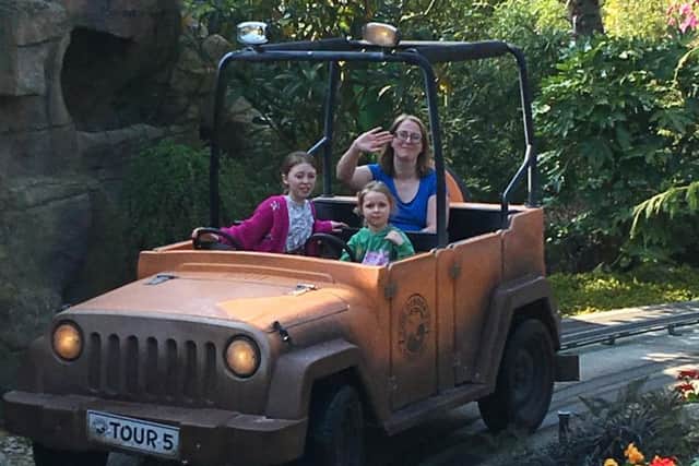 Fun with The Dinosaur Tour Co. ride at Paultons Park.