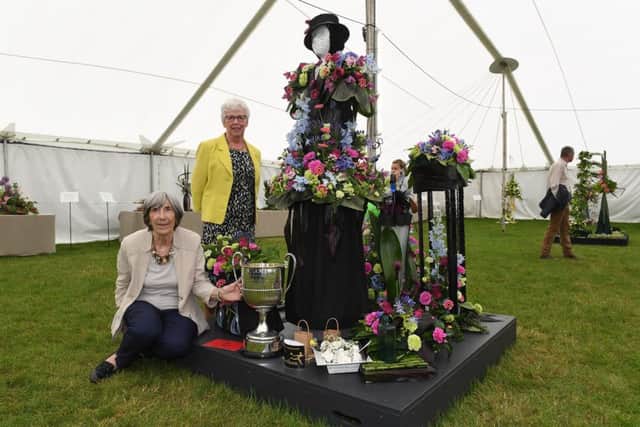 Lincolnshire Show. L-R Maggi Connor and Sue Young of Sleaford Flower Arrangers Club.