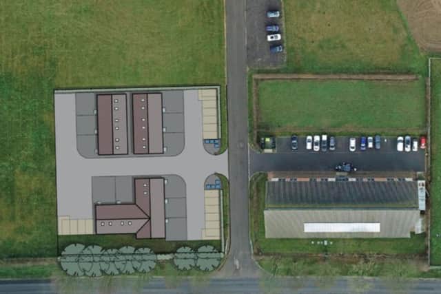A site layout for the new buildings proposed for the Highcliffe Business Park, Ingham.