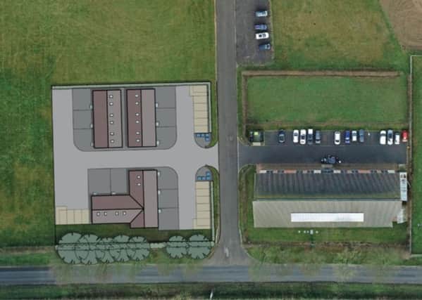 A site layout for the new buildings proposed for the Highcliffe Business Park, Ingham.