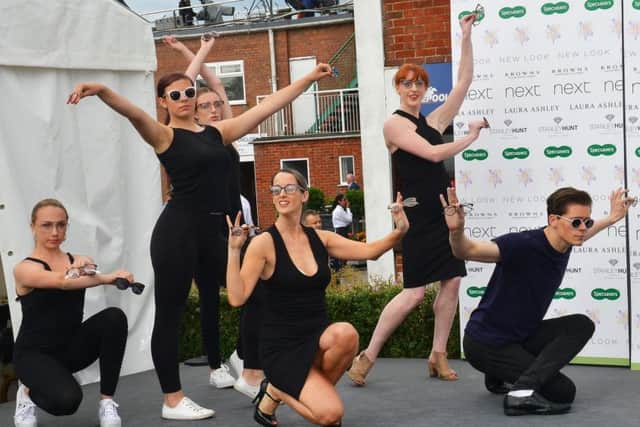 Models strutting their stuff at Ladies' Day at Market Rasen.