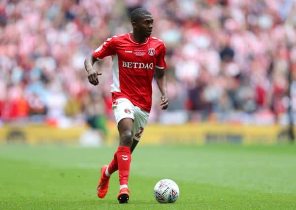 LONDON, ENGLAND - MAY 26: Anfernee Dijksteel of Charlton Athletic runs with the ball during the Sky Bet League One Play-off Final match between Charlton Athletic and Sunderland at Wembley Stadium on May 26, 2019 in London, United Kingdom. (Photo by James Chance/Getty Images)