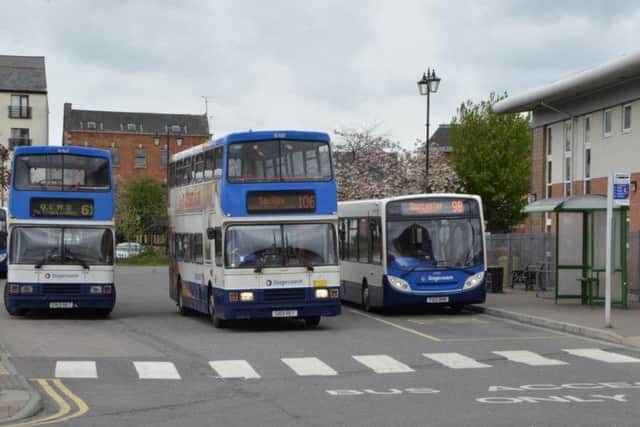 Buses at Gainsborough Bus Station.