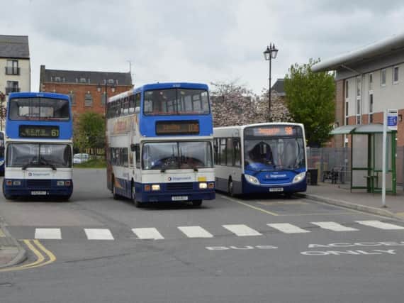 Buses at Gainsborough Bus Station.