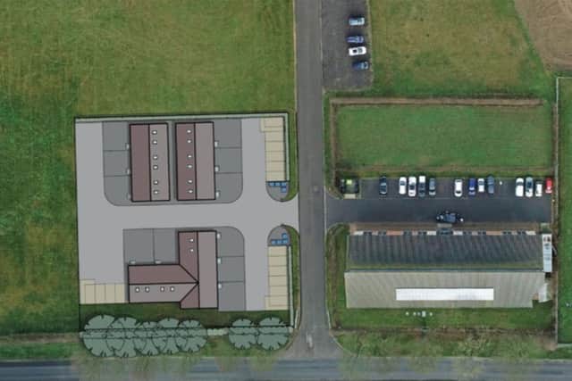 Site layout design for the new buildings which were proposed for the Highcliffe Business Park, Ingham.