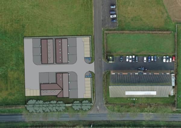 Site layout design for the new buildings which were proposed for the Highcliffe Business Park, Ingham.