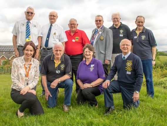 Back Row L - R LCIF District Coordinator Alan Doble, Lion Dave Knight, District Officer Tom Kelly, District Governor Clive Barwell, Zone Chairman Elect David Theyers, Lion David Drayson.
Front Row L - R Julie Booth, Lion David Jackson, Lion Gillian Carter & Immediate Past President, Ron Lindsay.