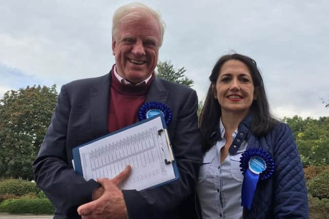 Winning candidate Jane Ellis with Sir MP Edward Leigh.
