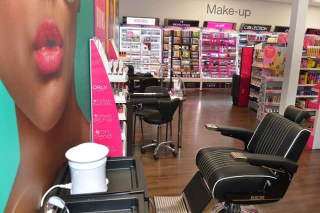 The store features a brand-new beauty studio offering a brow and lash bar, and a nail bar.