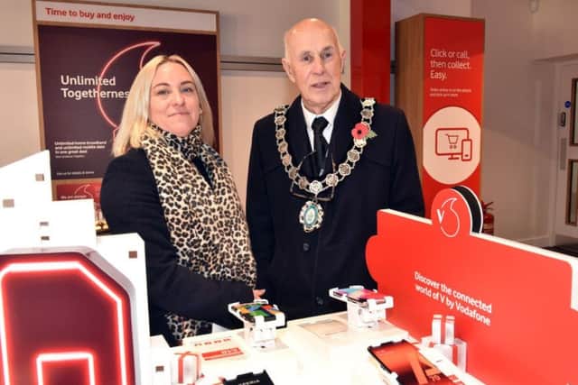 Franchise owner, Rachael Beddow-Davison, with the Mayor of Gainsborough, Coun Keith Panter
