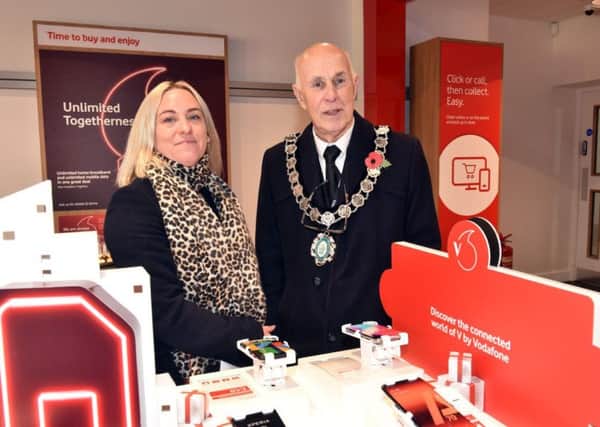Franchise owner, Rachael Beddow-Davison, with the Mayor of Gainsborough, Coun Keith Panter