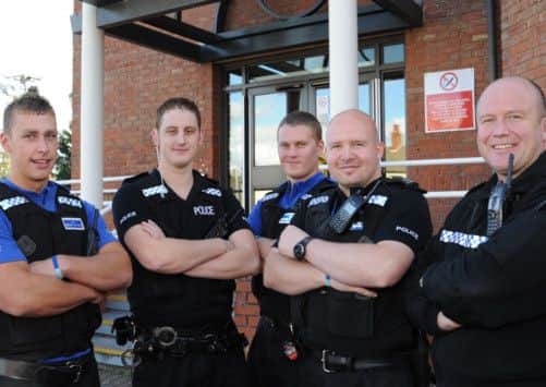 Pictured from left is PCSO Jamie Allison, PC Daniel Cooper, PCSO Ryan Bowskill, PC Christian Hurley and Sgt Neil Bellamy (w111019-12k)