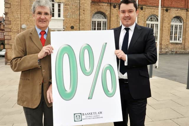 Council Tax will be frozen from next year, pictured are deputy council leader Griff Wynne and council leader Simon Greaves (w130213-1c)