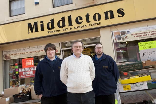 Middletons Worksop Pet and Garden Centre store is closing down. Proprietor Philip Jackson with staff members James Templeman (left) and Graham Bollington