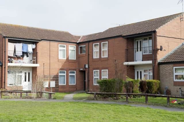 The flats at 101-107 Garside Street, scene of a stairwell fire at the weekend