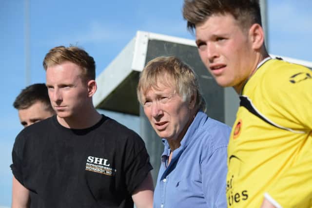Dinnington Town FC Manager Steve Toyne back at Phoenix Park for the Athersley game (w120908-9b)
