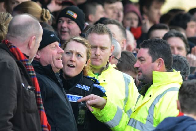 Worksop Town FC v FC United of Manchester. Police presence at the game.