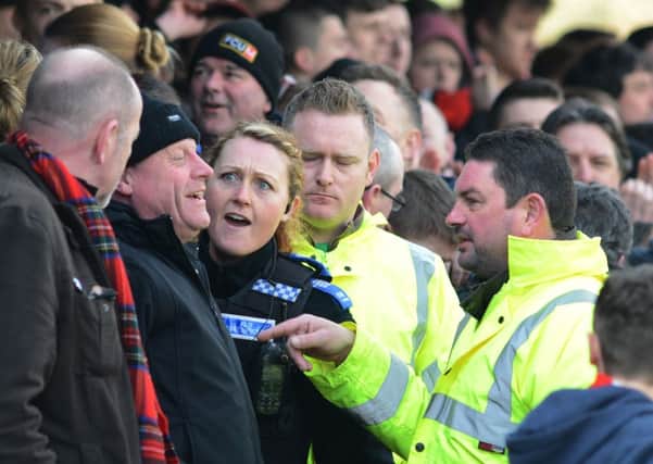 Worksop Town FC v FC United of Manchester. Police presence at the game.